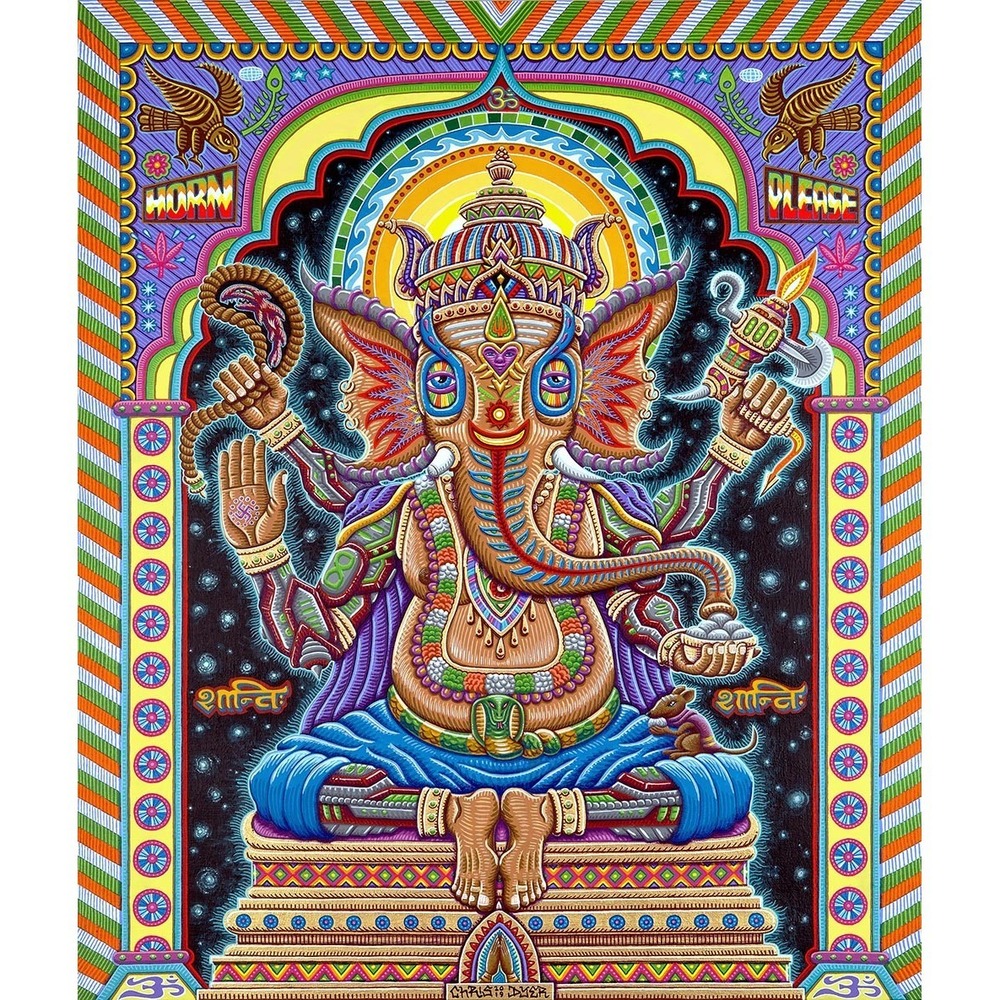 Jai Ganesha Heady Art Print Tapestry 58x71" by Sunshine Joy